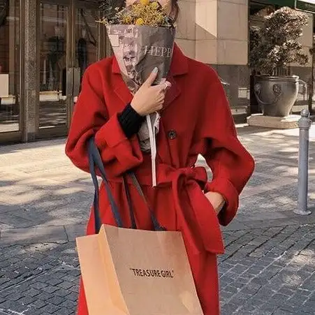 Belt-style Long coat for women Suitable for the Autumn/Winter