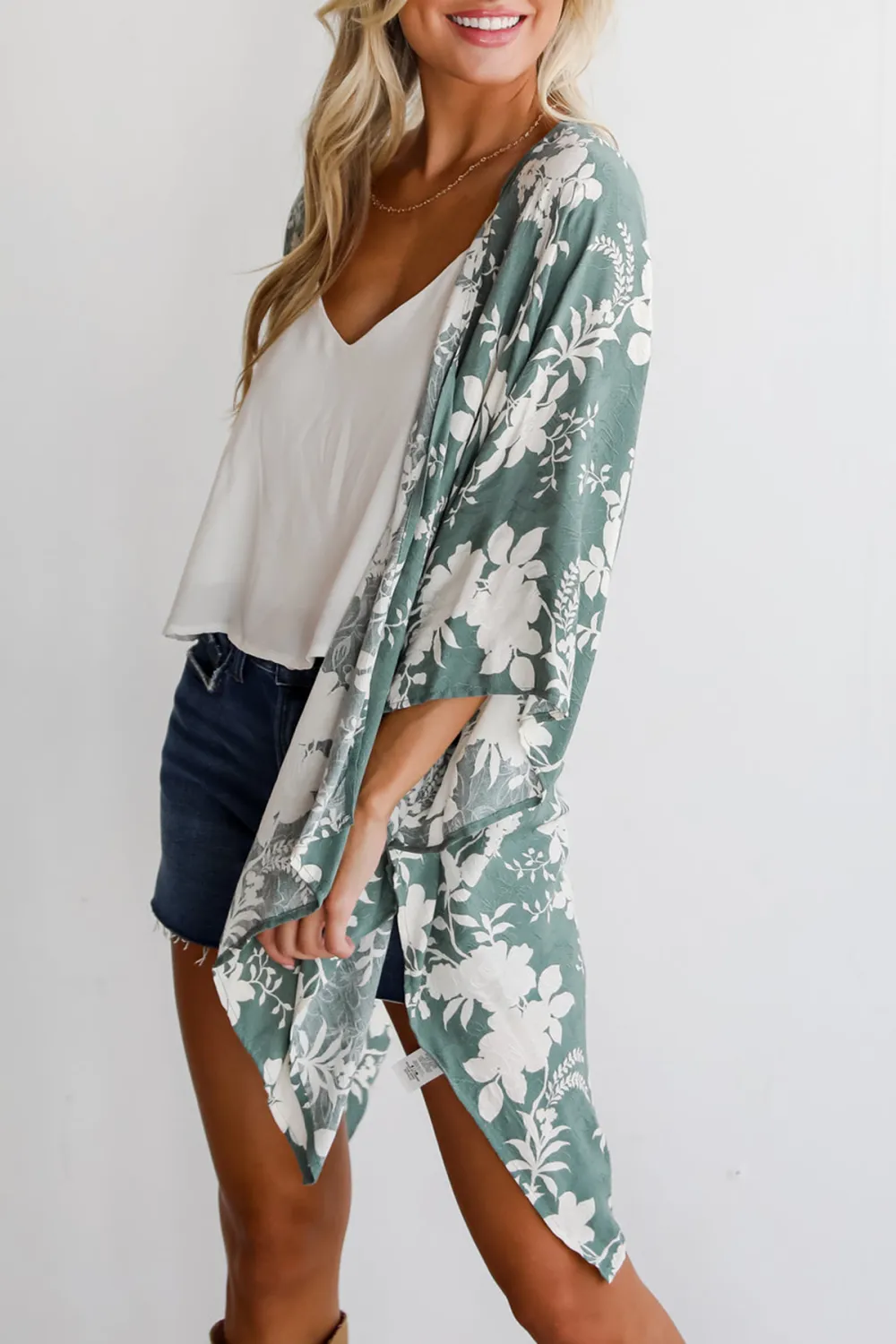 Feeling Flouncy Sage Floral Kimono
