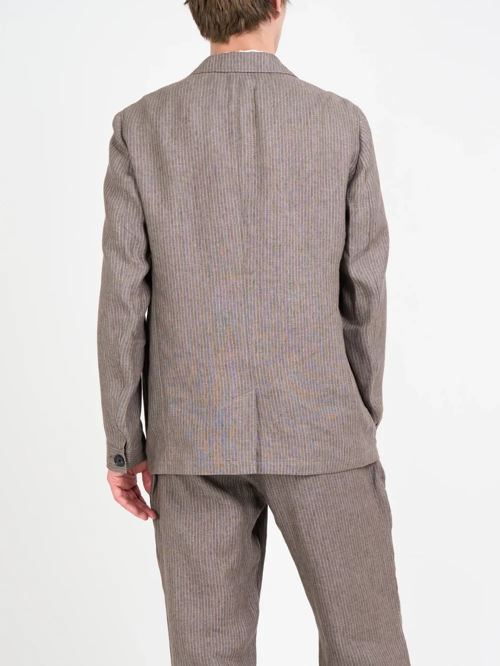 Brown Casual Style Lapel Linen Blazer