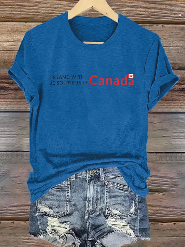 Women'S I Stand With Je Soutiens Le Canada Round-Neck Short-Sleeved T-Shirt