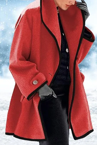 Fleece Line Colorblock Lapel Coat