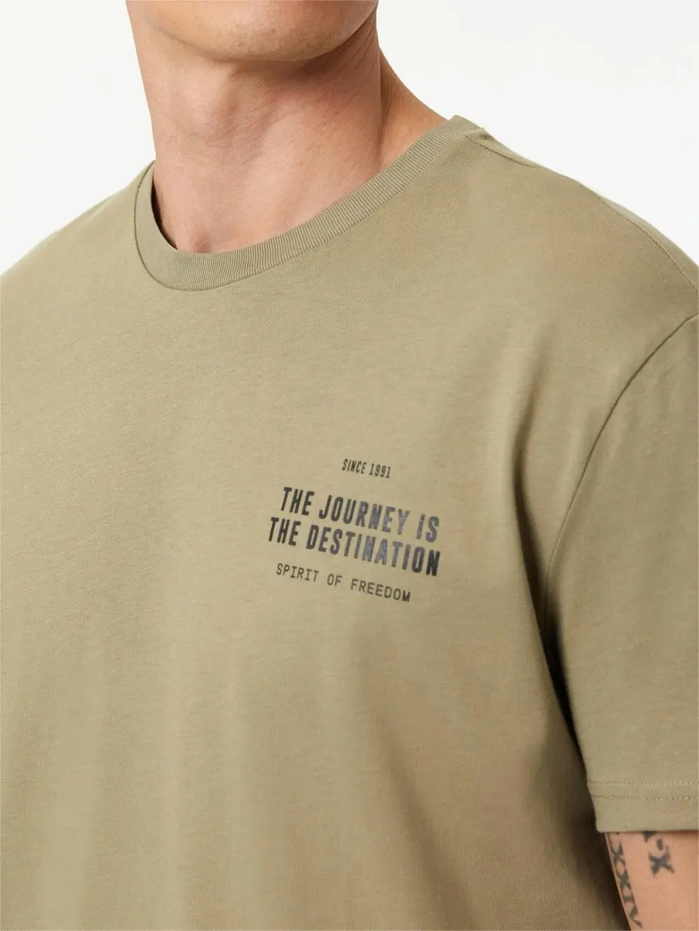 Olive Green Short - Sleeve Printed Tee