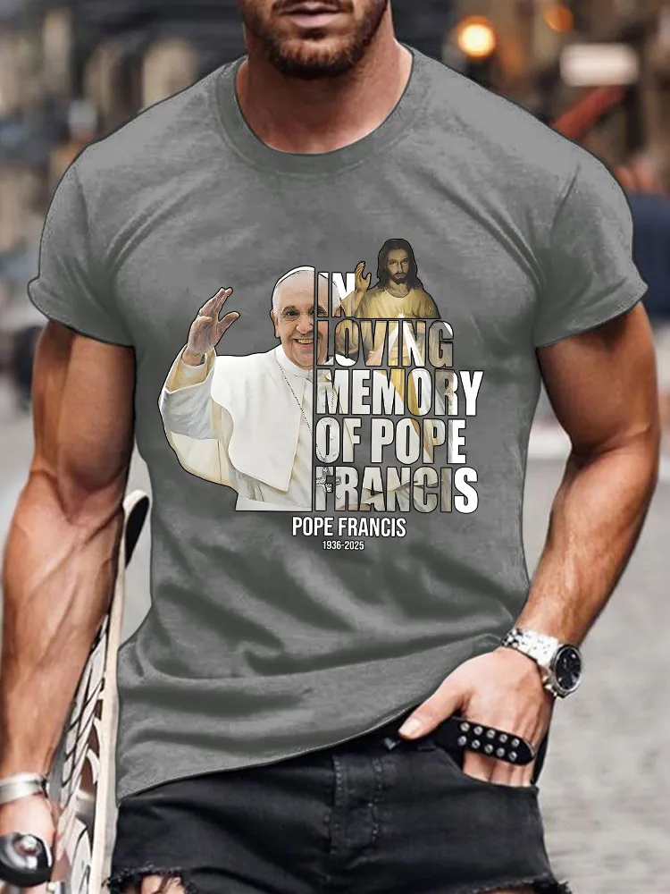 Men's In Loving Memory Of Pf 1936-2025 Print Short Sleeve Round Neck Cotton T-Shirt