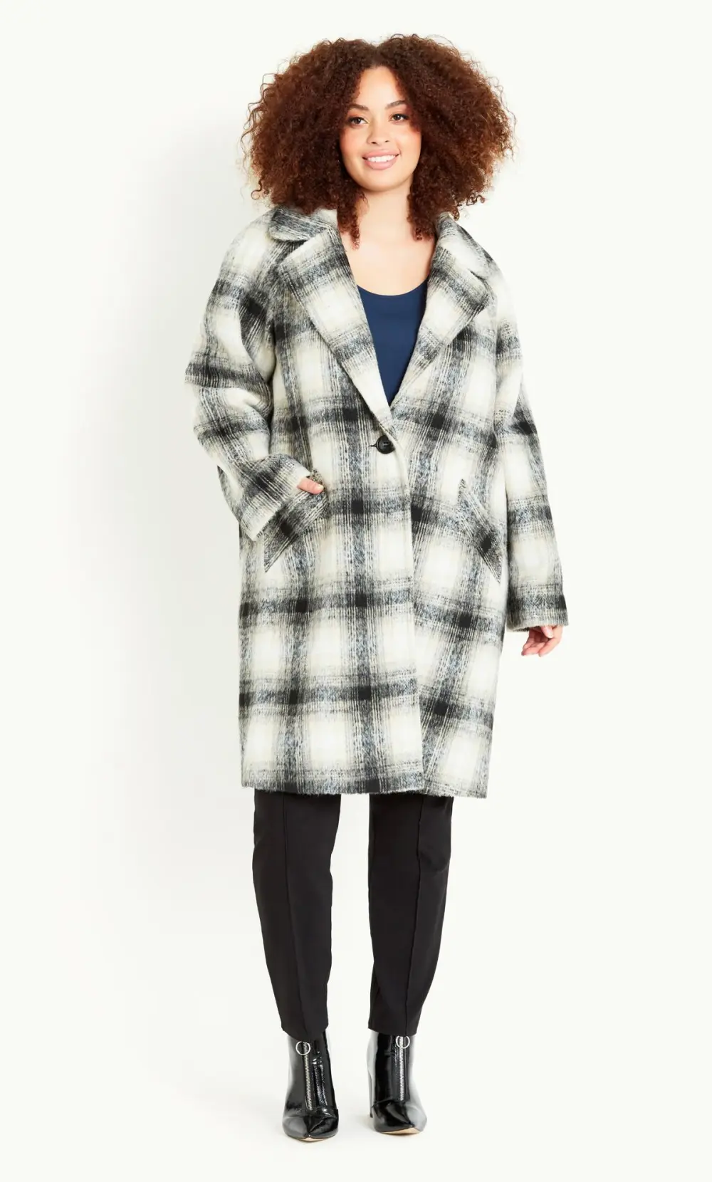 EVANS Curve Grey Check Coat
