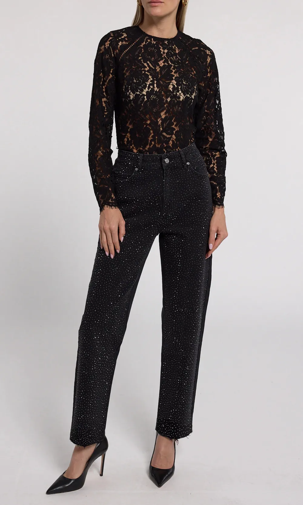 Compact Crystal Decor Jeans