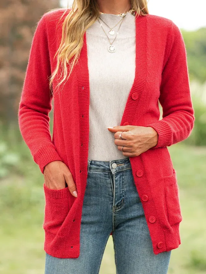 Women Long Sleeve Cotton-blend Cardigans Outerwears