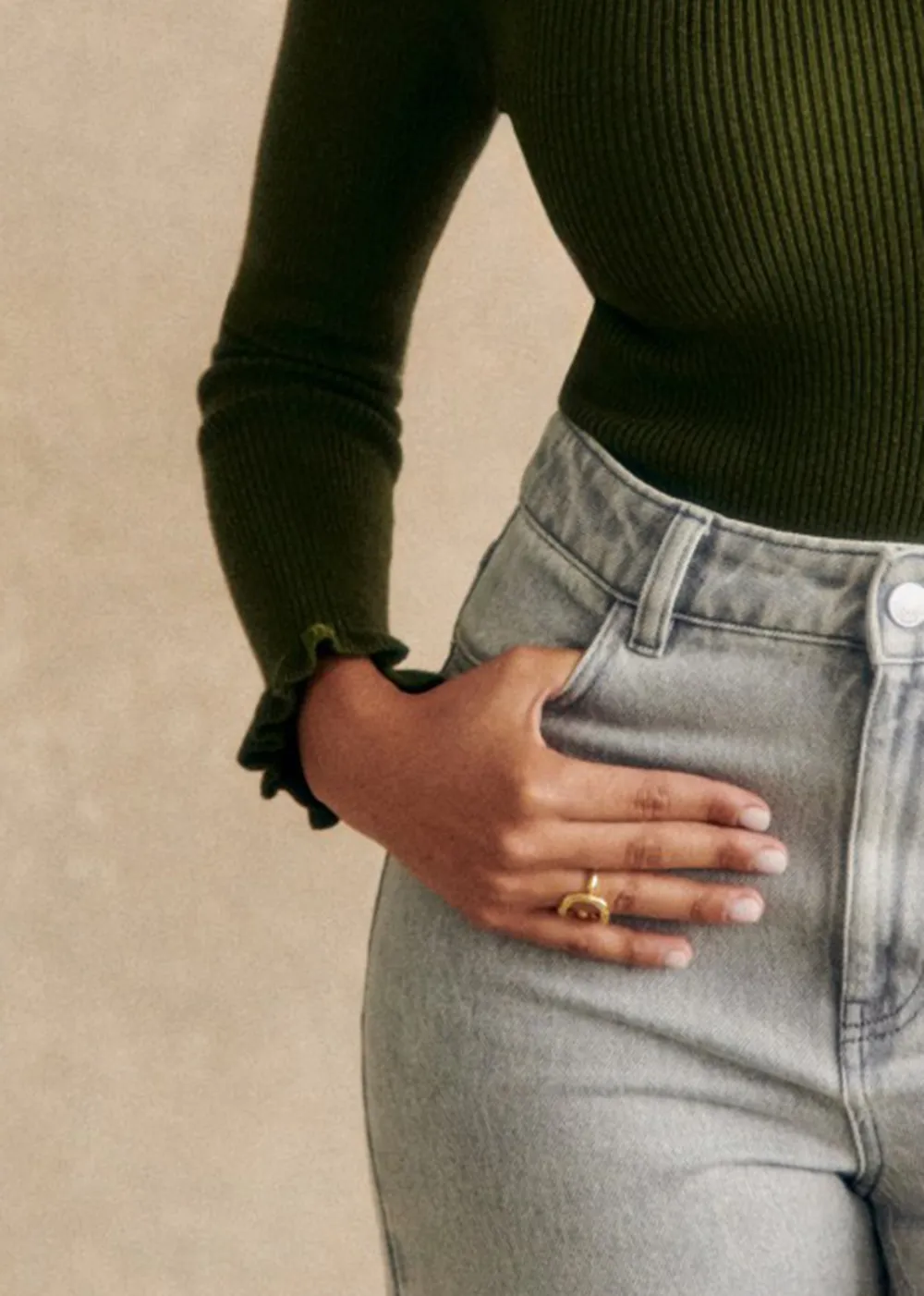 Long Sleeve Open Back Wool And Cotton Bodysuit