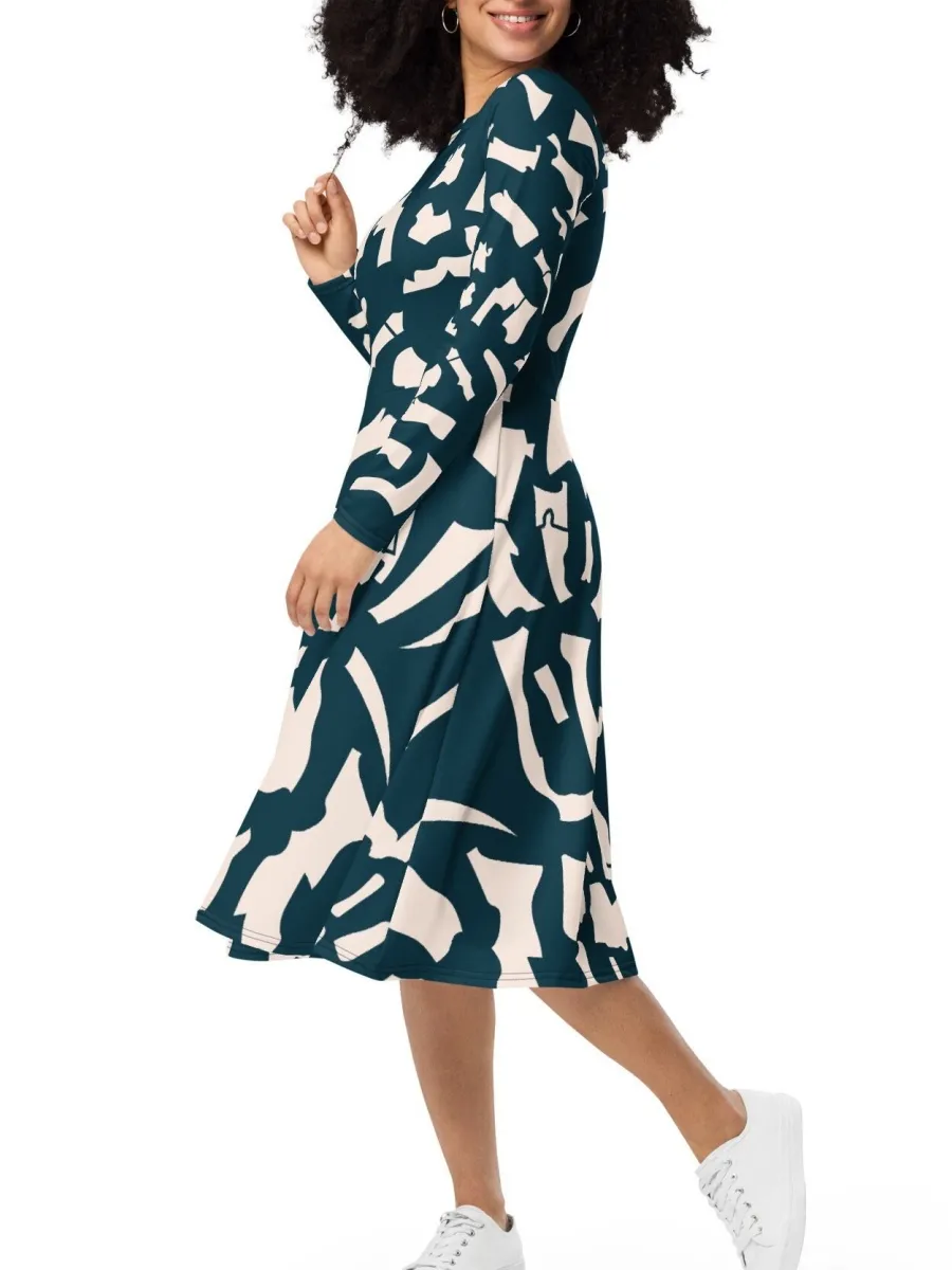 Contrast Print Casual Dress