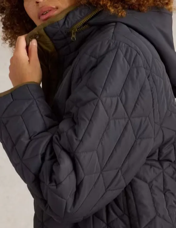 High Neck Lined Quilted Coat
