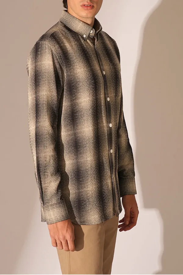 Black Beige Check Cotton Shirt