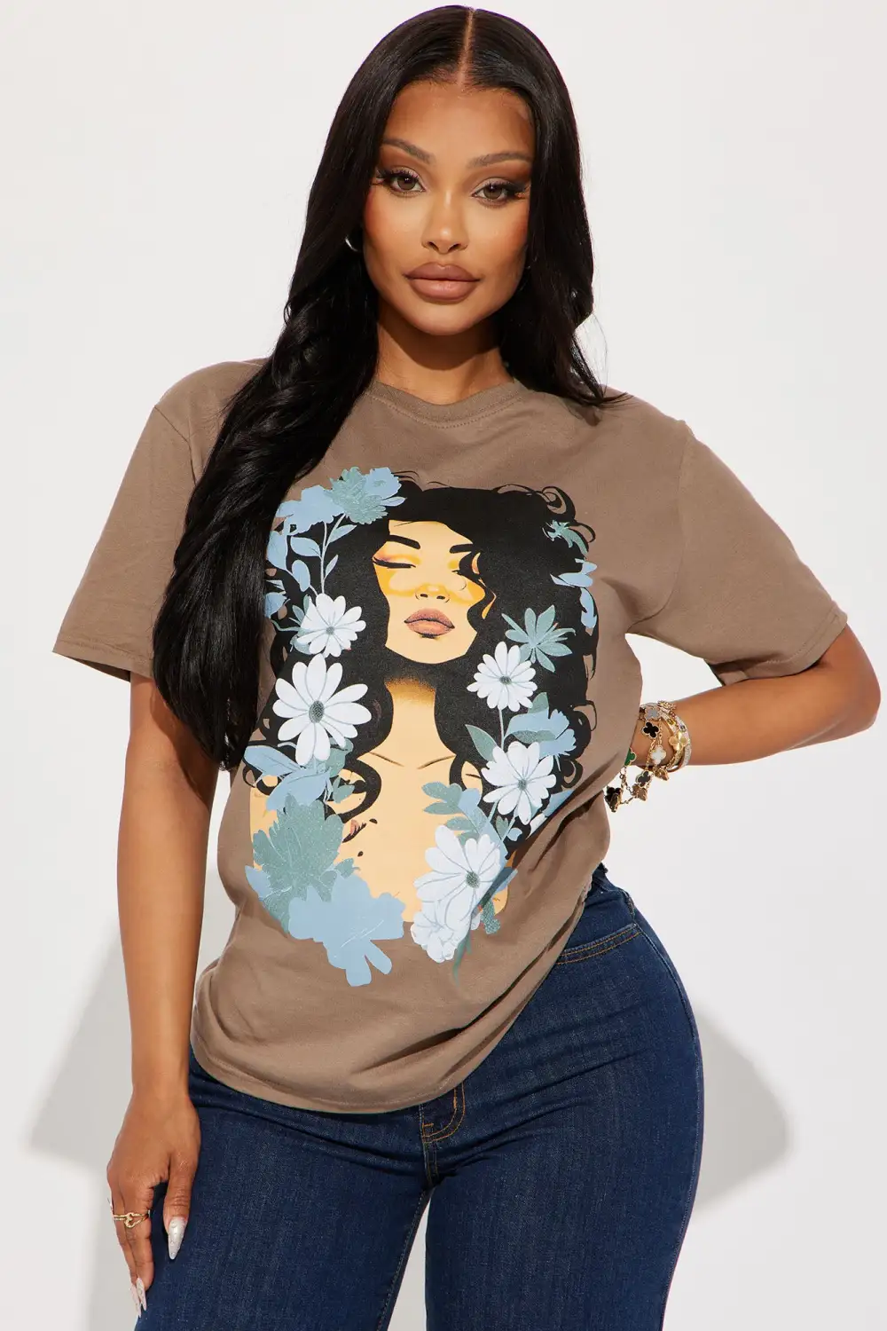 Growing And Glowing Graphic Tee - Mocha