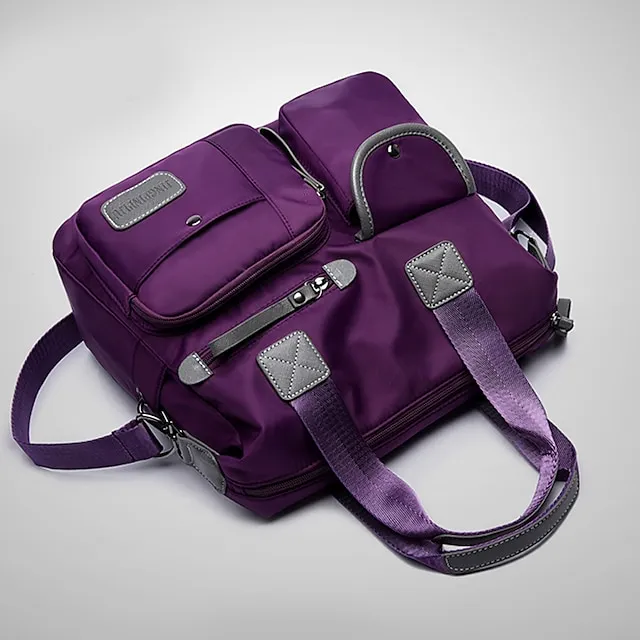 Women's Handbag Nylon PU Leather Outdoor Event / Party Office & Career Color Block Black Red Blue