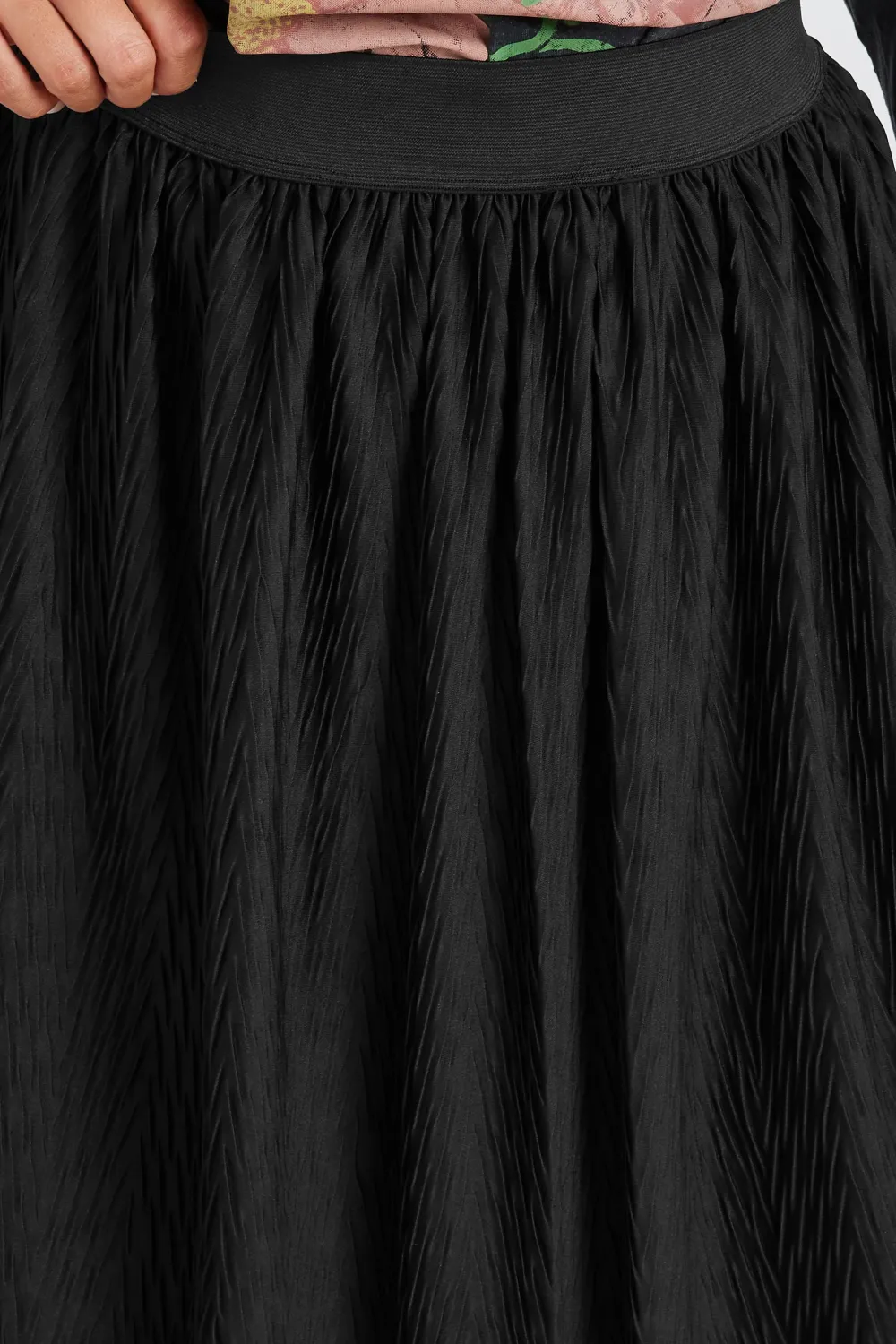 YOURS Curve Green Geometric Floral Print Pleated Skirt