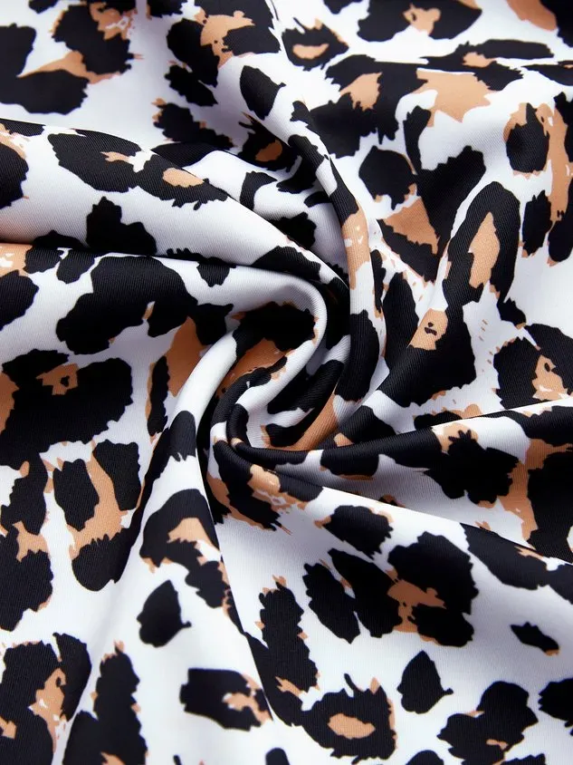 Casual Leopard Printing V neck Tankinis Two-Piece Set