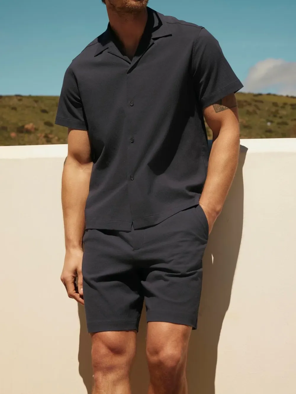 Dark Gray Elastic - Waist Men's Shorts