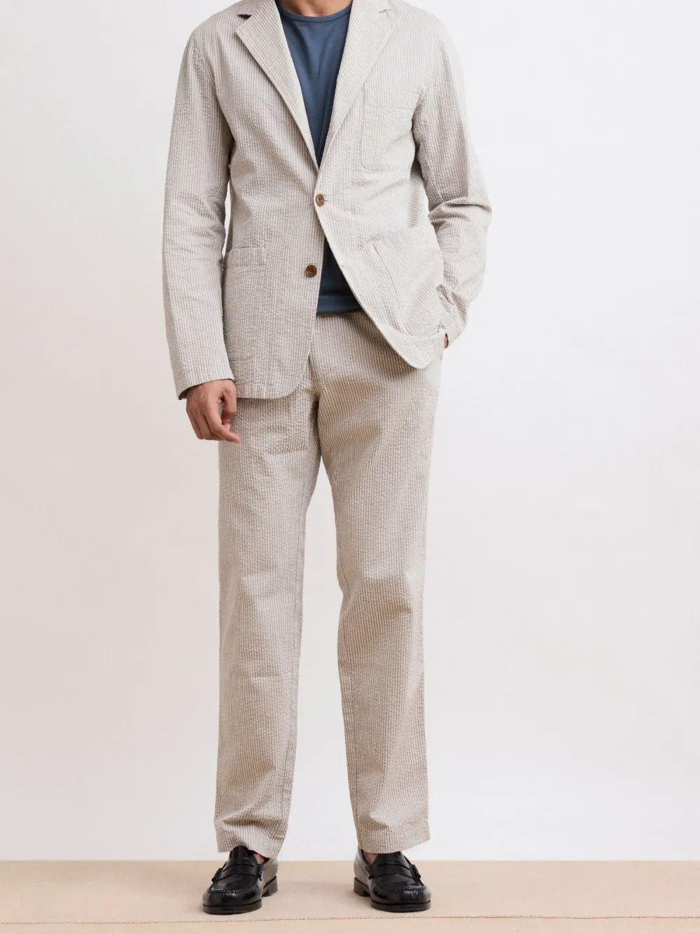 Men's Beige Straight Fit Pants