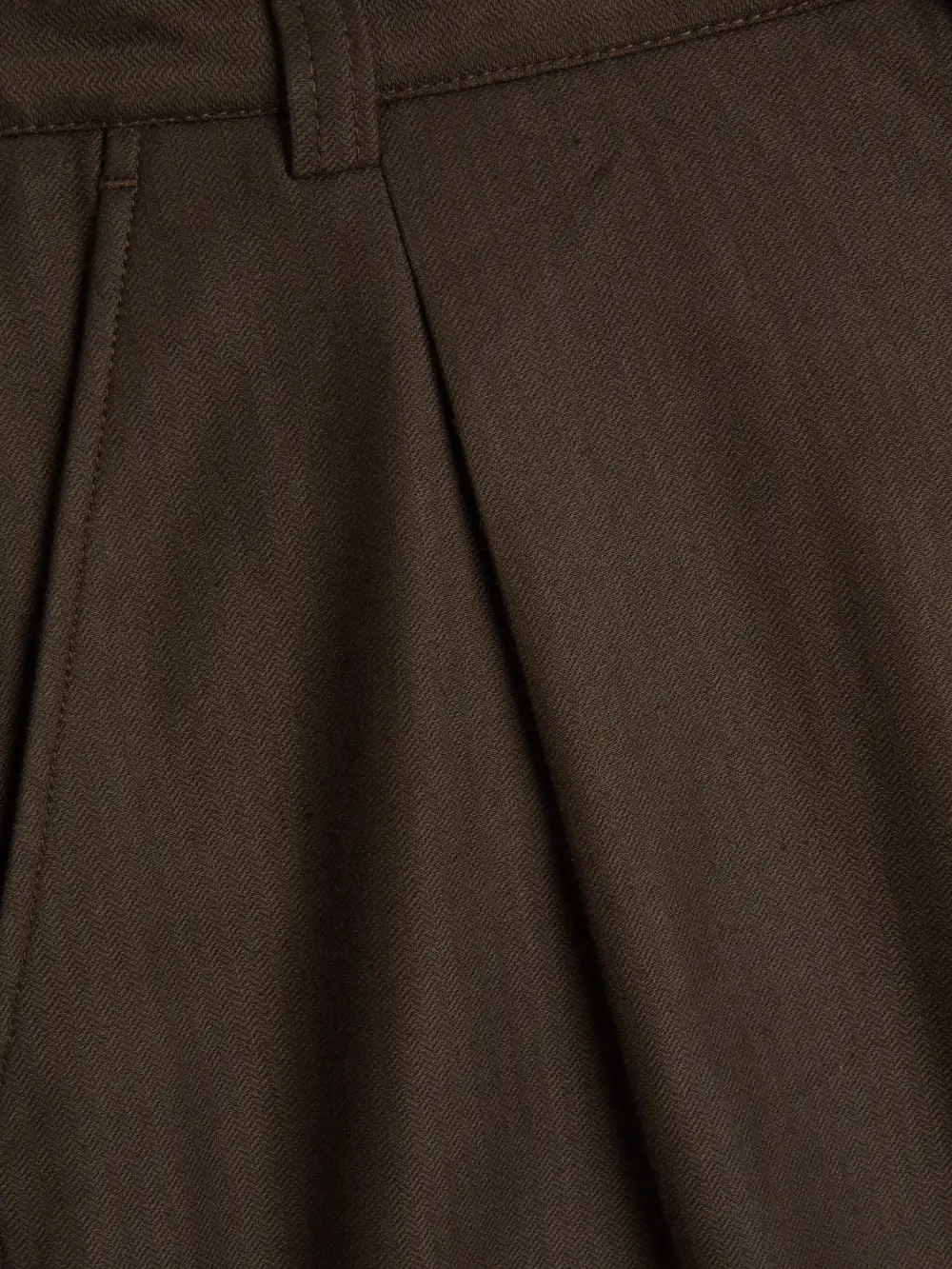 Brown Wide-Leg High Waisted Lightweight Cotton-Linen Trousers