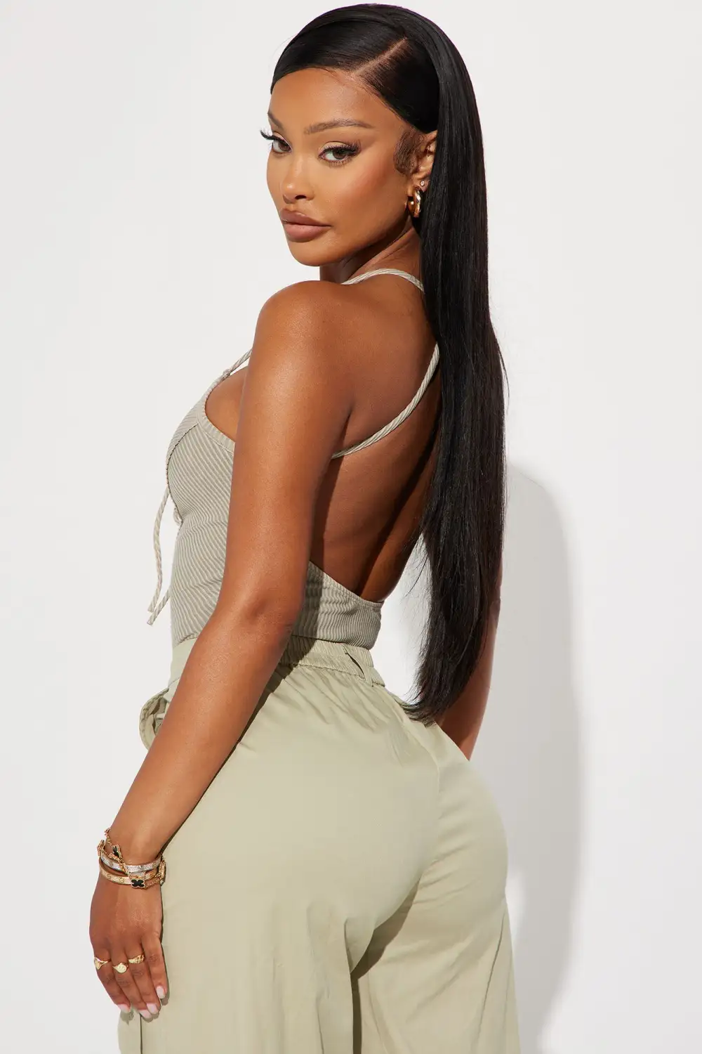 Paloma Lace Up Bodysuit - Taupe