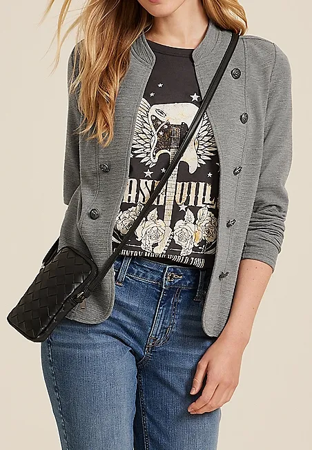 Button Front Military Blazer