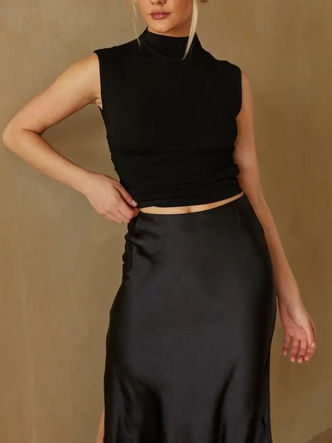 Taylor Ruched High Neck Tank Top