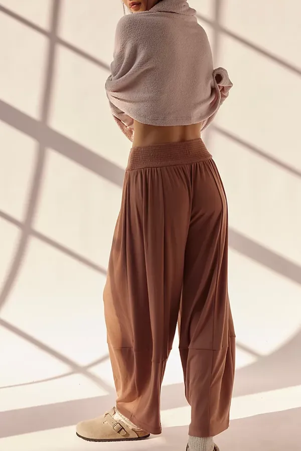 High Waist Elastic Waistband Pants