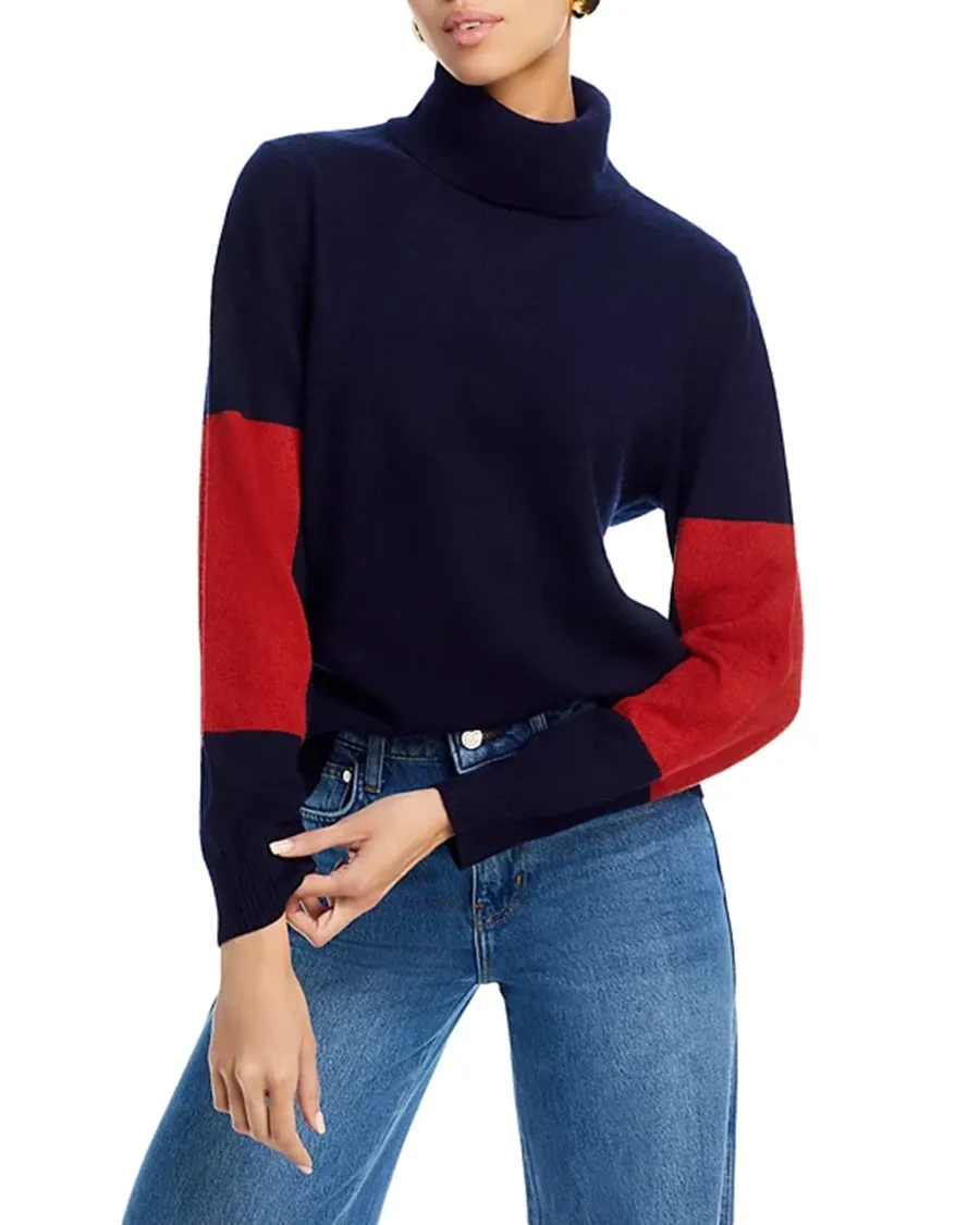 Color Block Elbow Cashmere Sweater