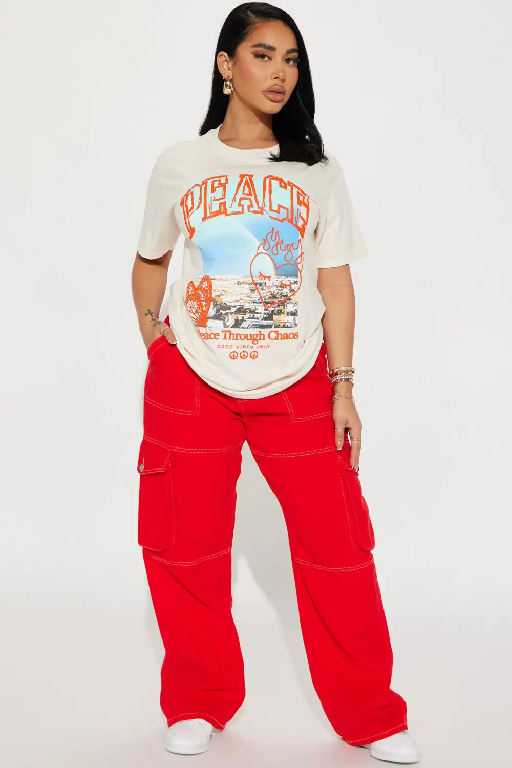 Peace Over Chaos Graphic Tee - Natural/Combo