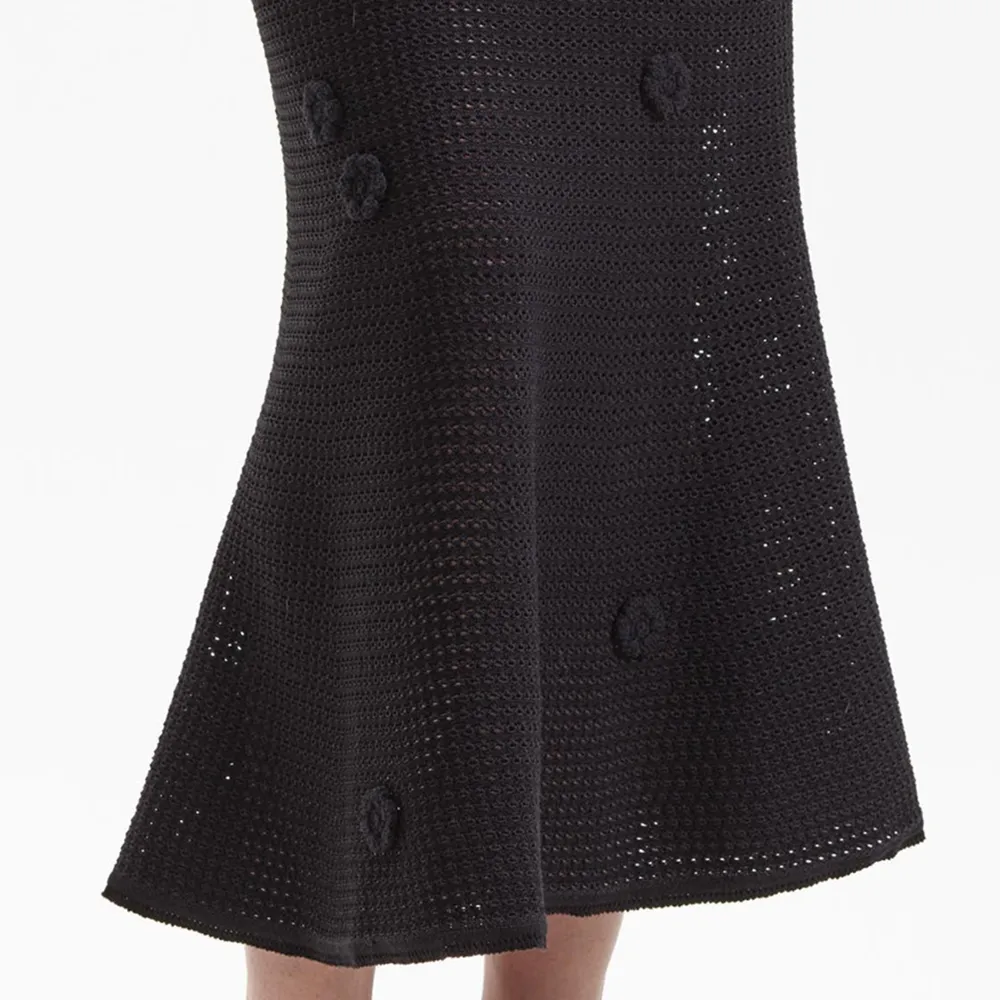 Black Crochet Midi Dress