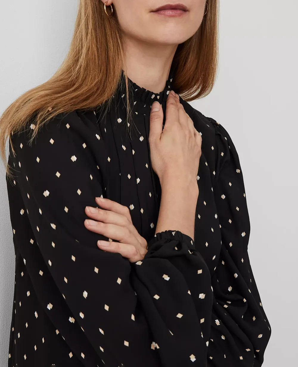 Diamond Shadows Mock Neck Shift Dress