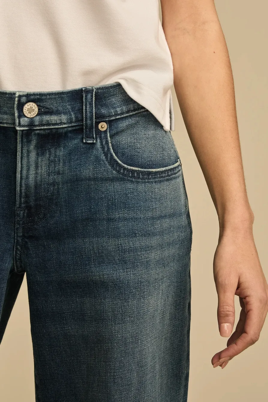 Dark Wash Denim Mid Rise Sweet Wide Leg