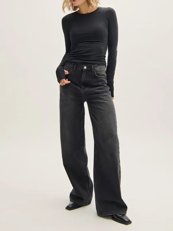 Plain Colored Casual Style Jeans