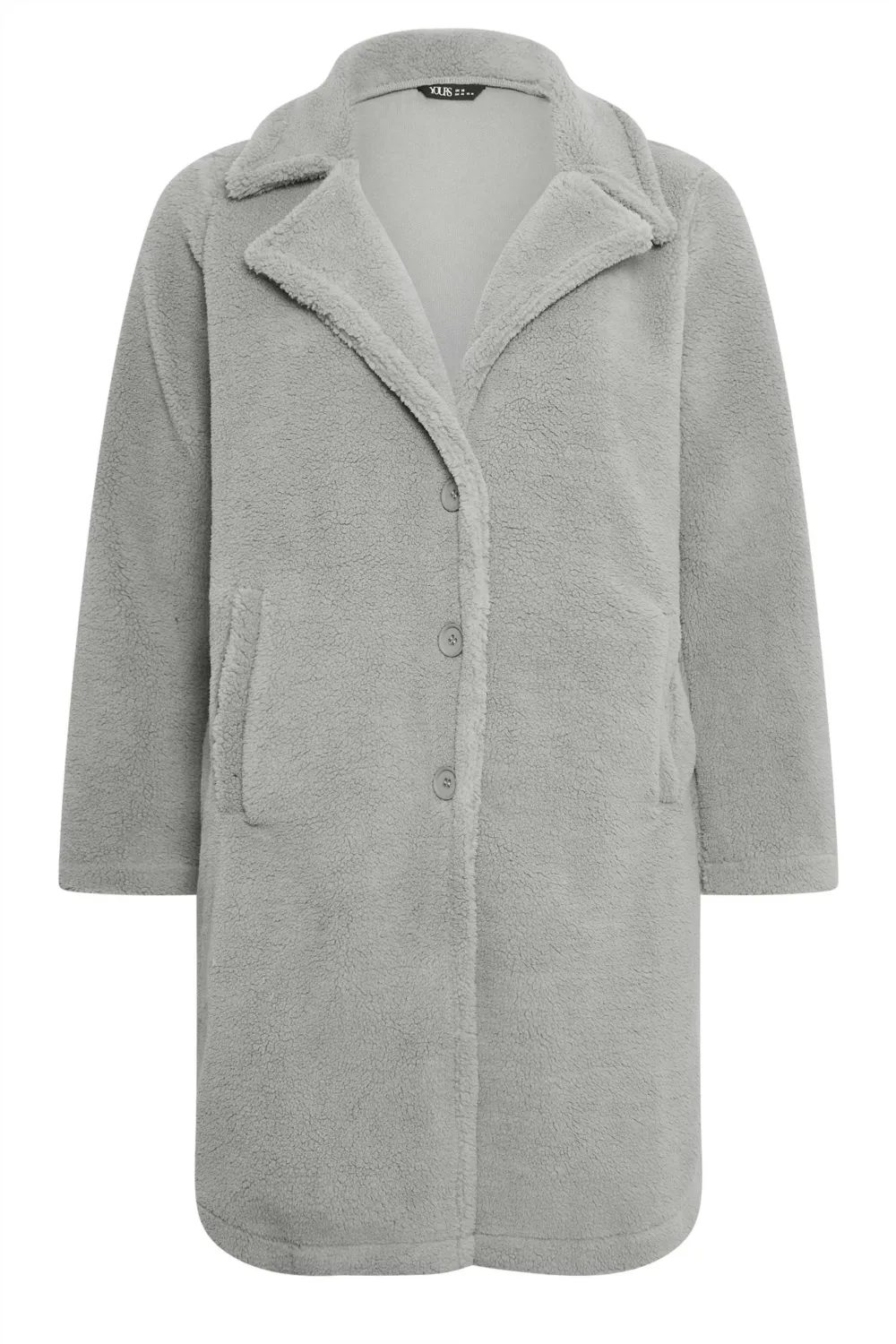 YOURS Curve Grey Faux Fur Coat