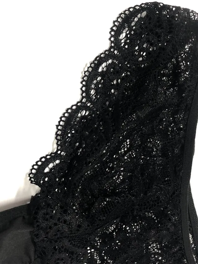 Women's Lace Satin Silk Pajamas Sets 4 Pieces Pure Color Simple Casual Soft Home Daily Bed Satin Breathable V Wire Long Sleeve Shorts Summer Spring Black Pink