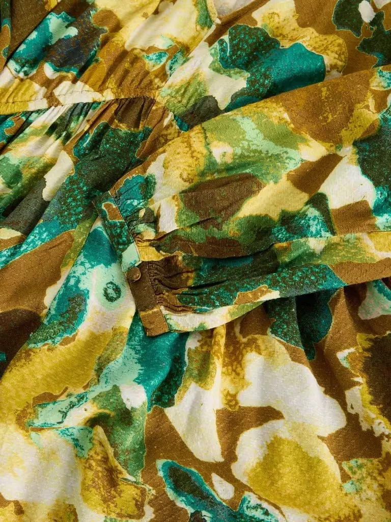 Yellow V-Neck Midi Dressin