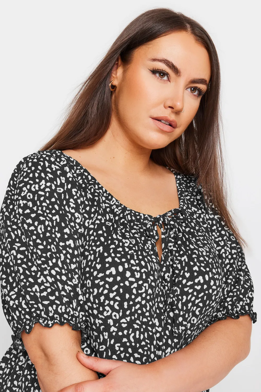 YOURS Curve Black Leopard Print Textured Mini Dress