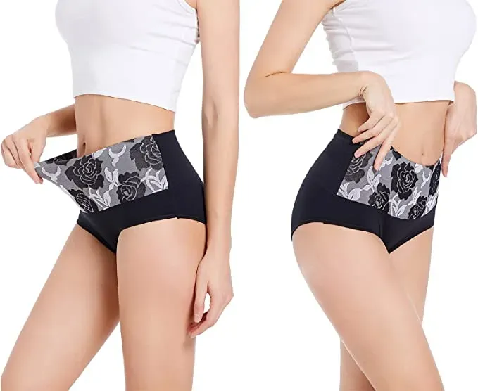 (🔥Last Day Promotion-SAVE 50% OFF) --Cotton High Waist Tummy Control Leak proof Panties Rose Jacquard Ladies Panty Multipack(3PCS/SET)-BUY 2 SETS GET 10% OFF & FREE SHIPPING