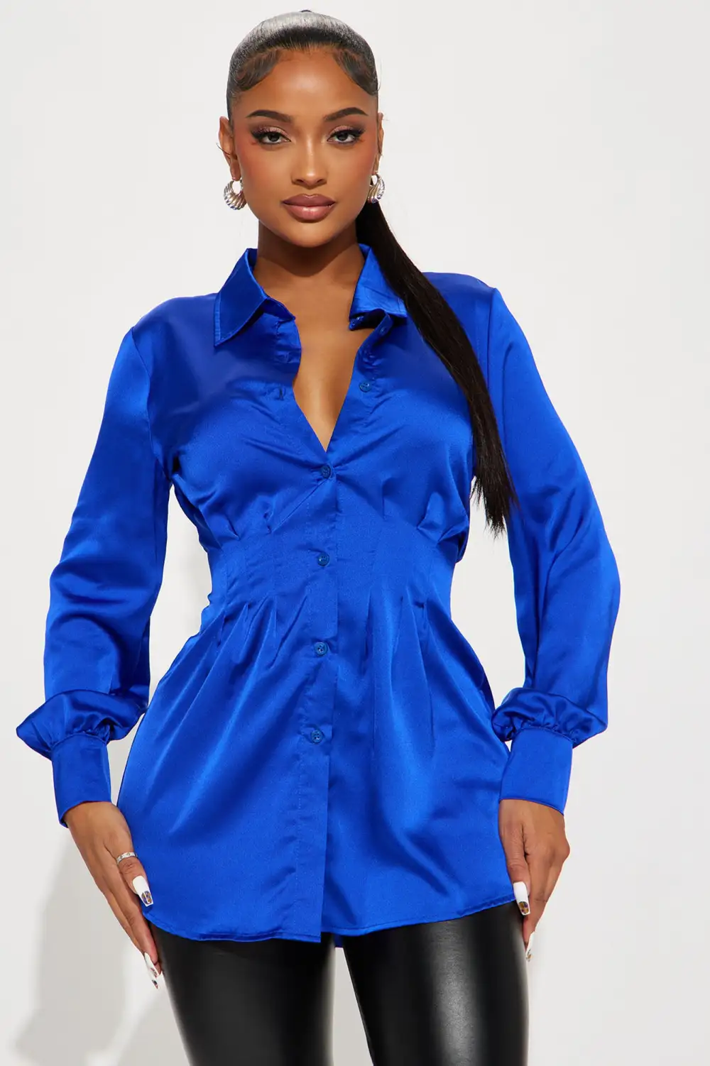 Business Meeting Satin Shirt - Royal