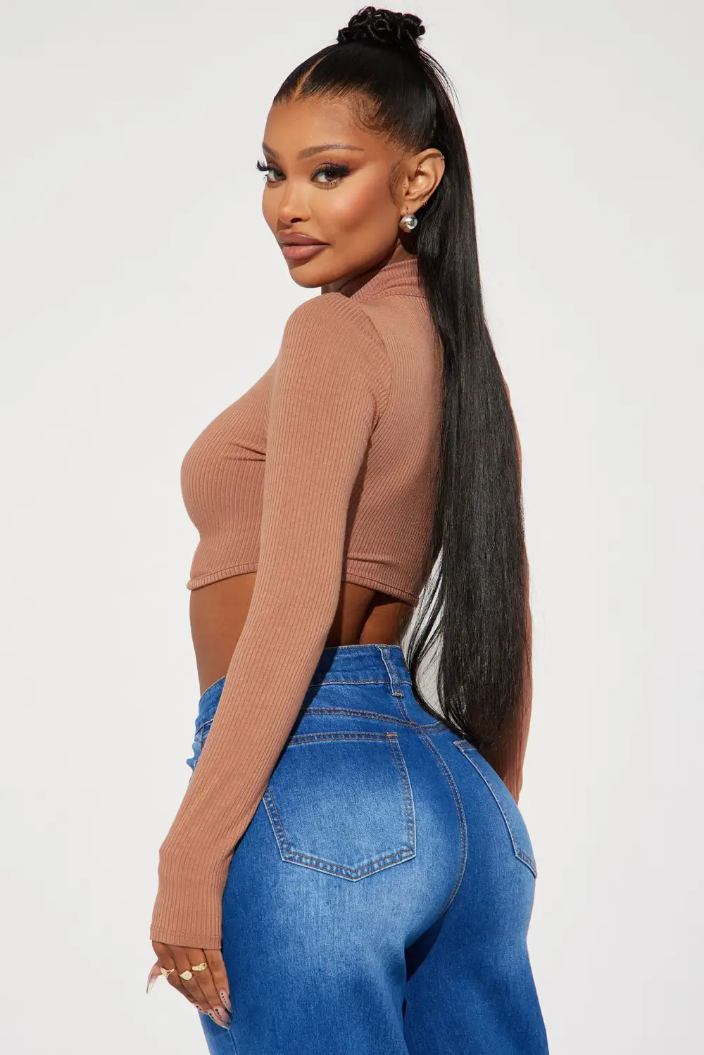 Nikita Ribbed Zip Up Top - Taupe