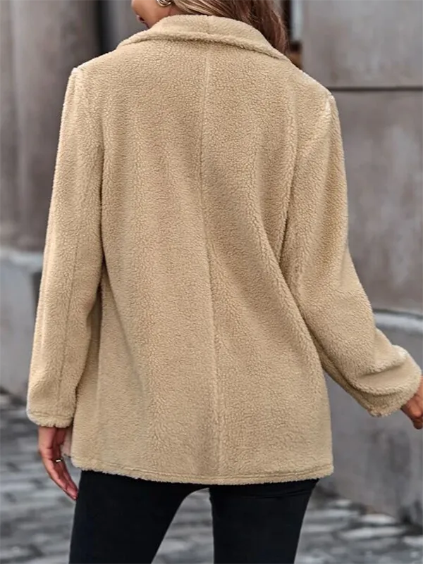 Plain Loose Casual Teddy Jacket