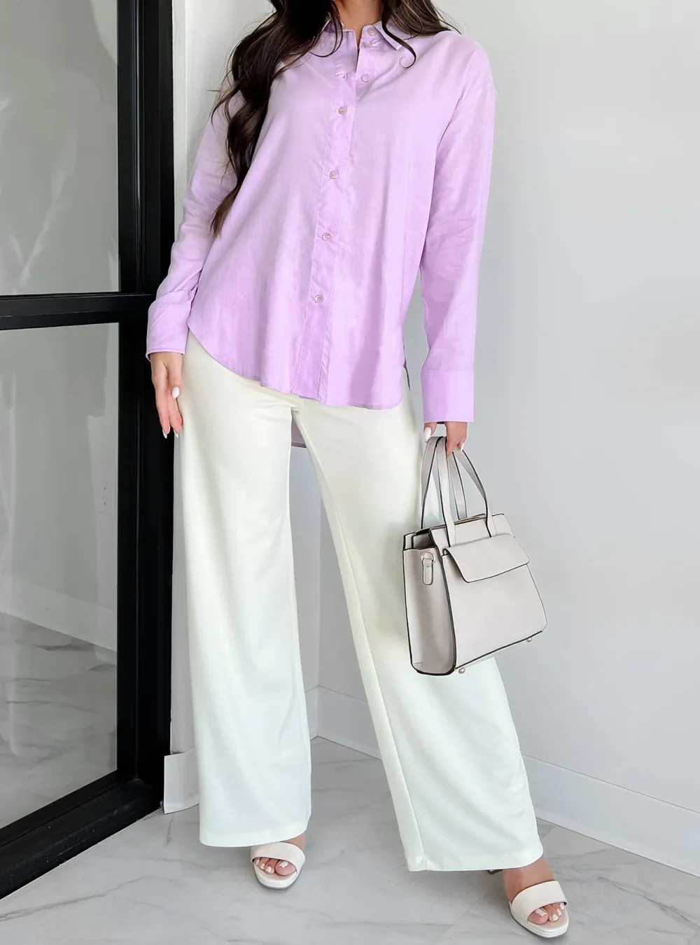 Purple Casual Linen Shirt