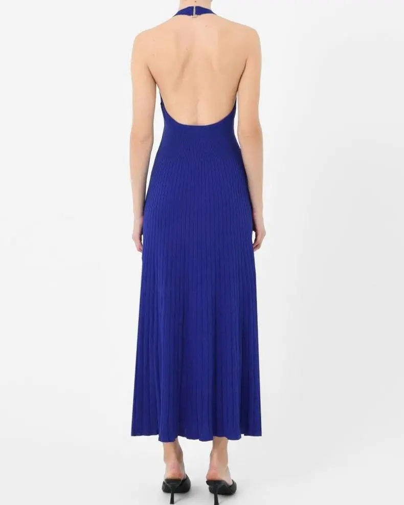 A-line Silhouette Halter Neck Knit Dress