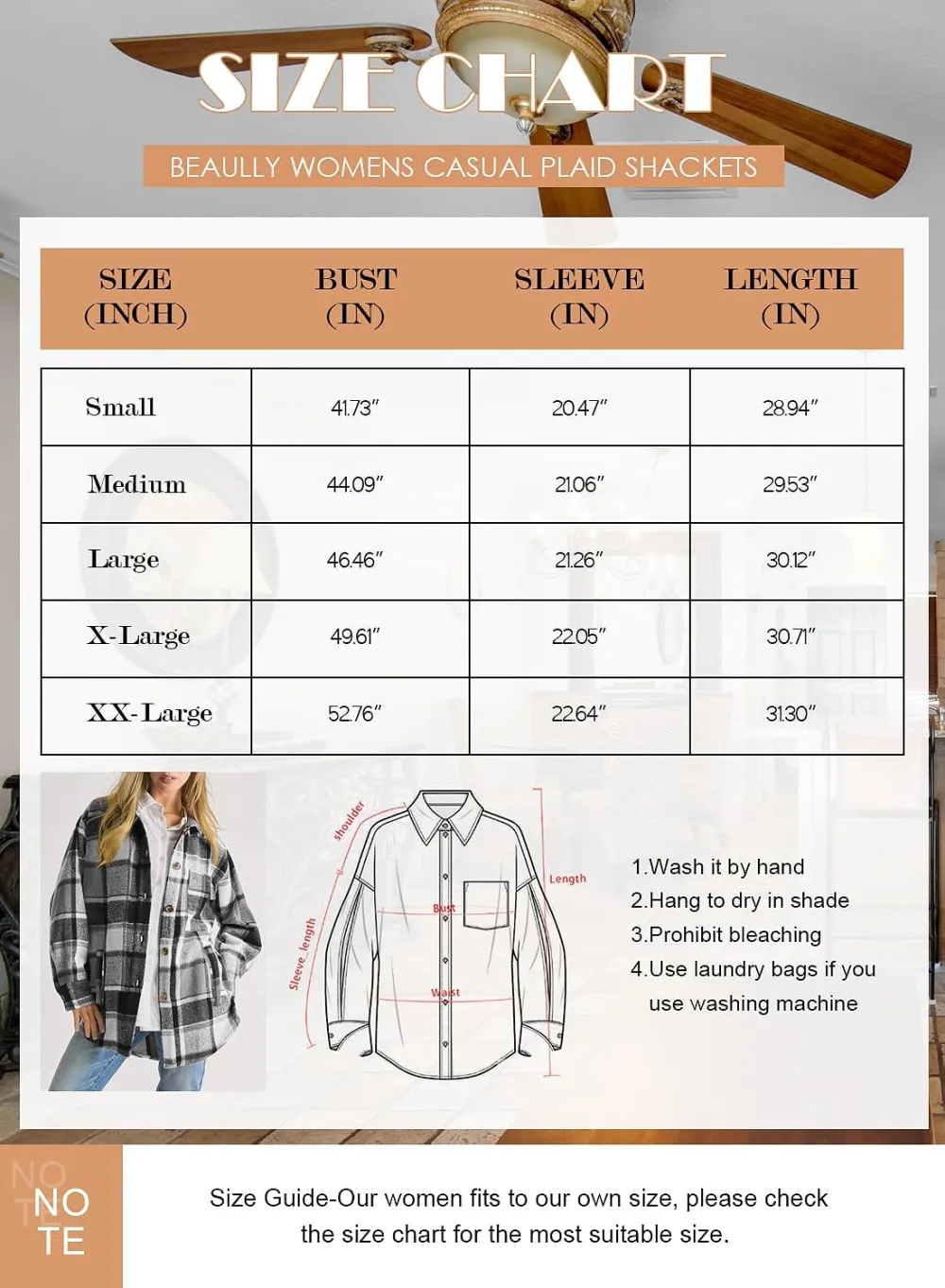 Women's Flannel Plaid Shacket Long Sleeve Button Down Chest Pocketed Shirts Jacket Coats