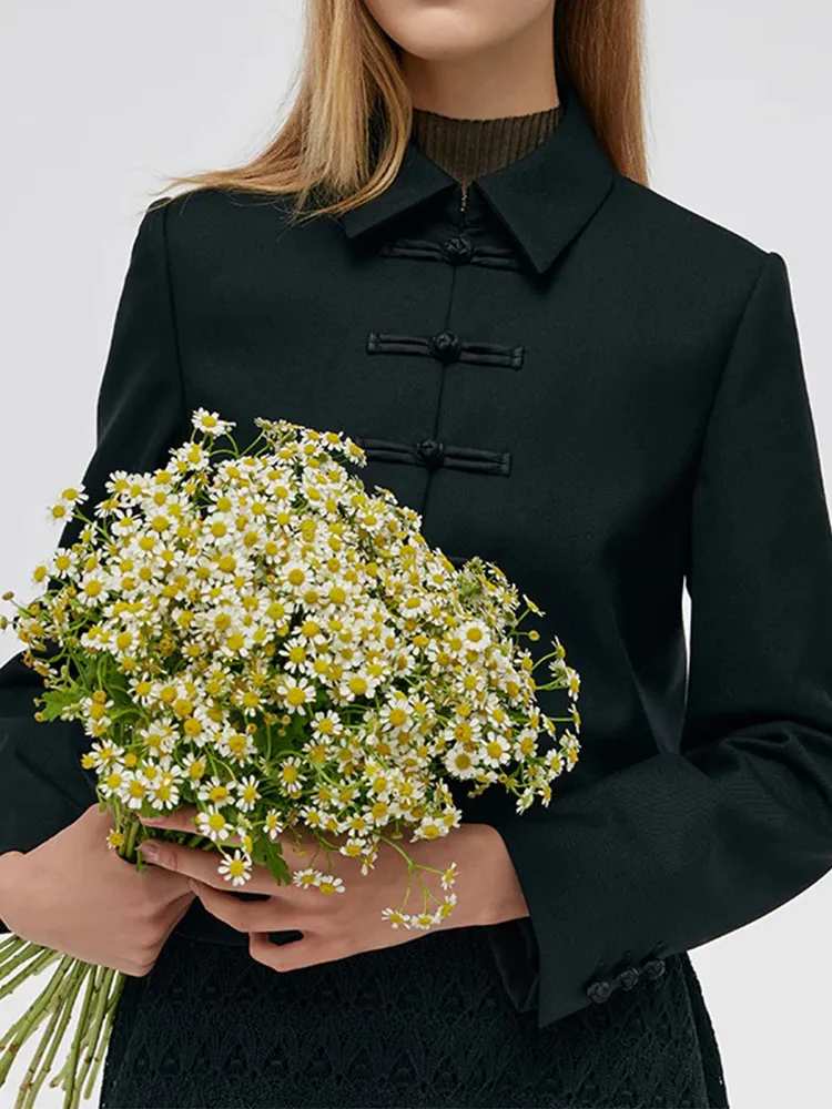 Wool Blend New ChInese-Style Women Crop Jacket