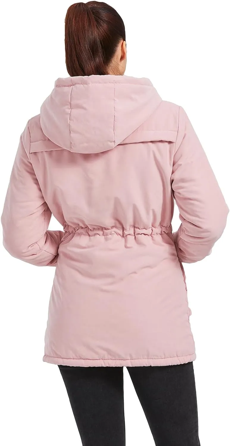 Women's Winter Mid Length Thick Warm Faux Lamb Wool Lined Jacket Coat