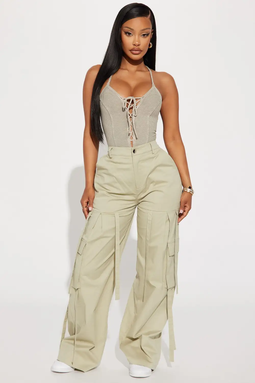 Paloma Lace Up Bodysuit - Taupe