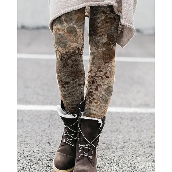 Women's Fleece Lined Leggings Warm Paisley Winter Leggings Tummy Control Butt Lift Ankle-Length Daily Fashion Tights Skinny Red Navy Blue Mid Waist Micro-elastic Winter