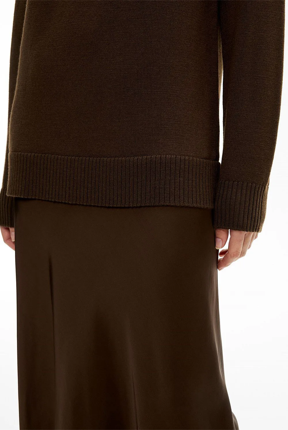 Solid-Color Knitted Wool Long Dress