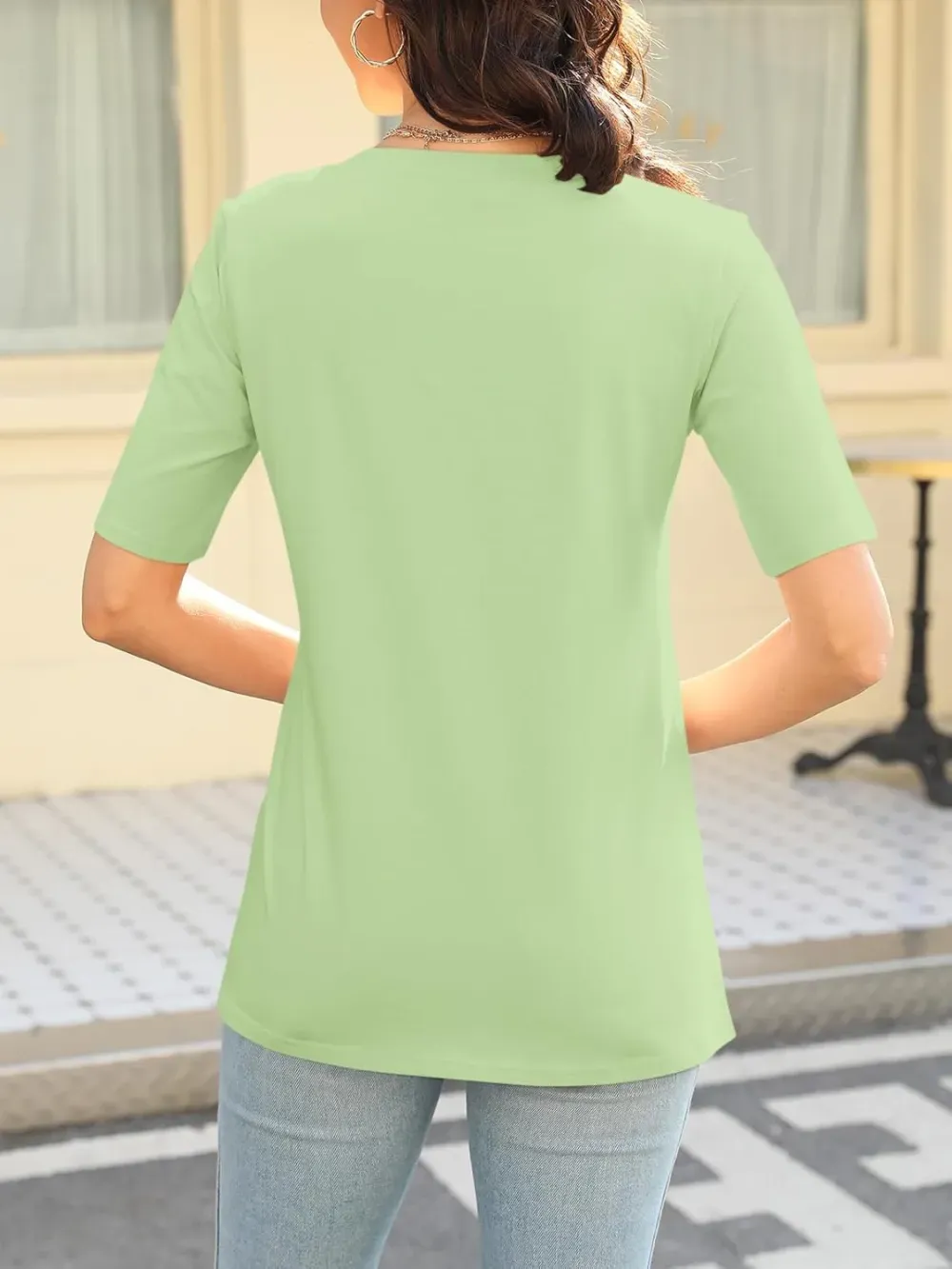 ORANDESIGNE Women's Color Block Short Sleeve T Shirts Casual V Neck Summer Tops Tees Loose Fit Blouses