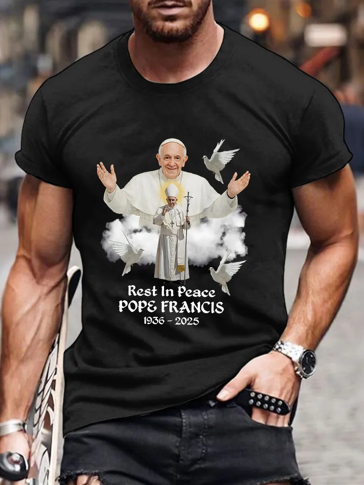 Men's Rest In Peace 1936-2025 Print Short Sleeve Round Neck Cotton T-Shirt