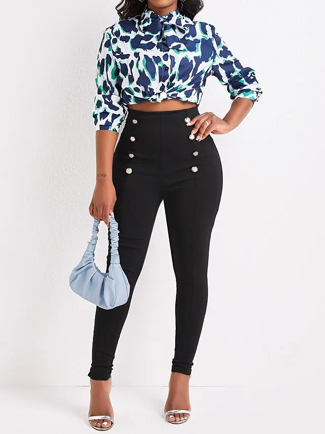 Women's Pants Trousers Leggings Full Length High Cut Micro-elastic High Waist Fashion Streetwear Party Daily Wear Black White S M Fall Winter